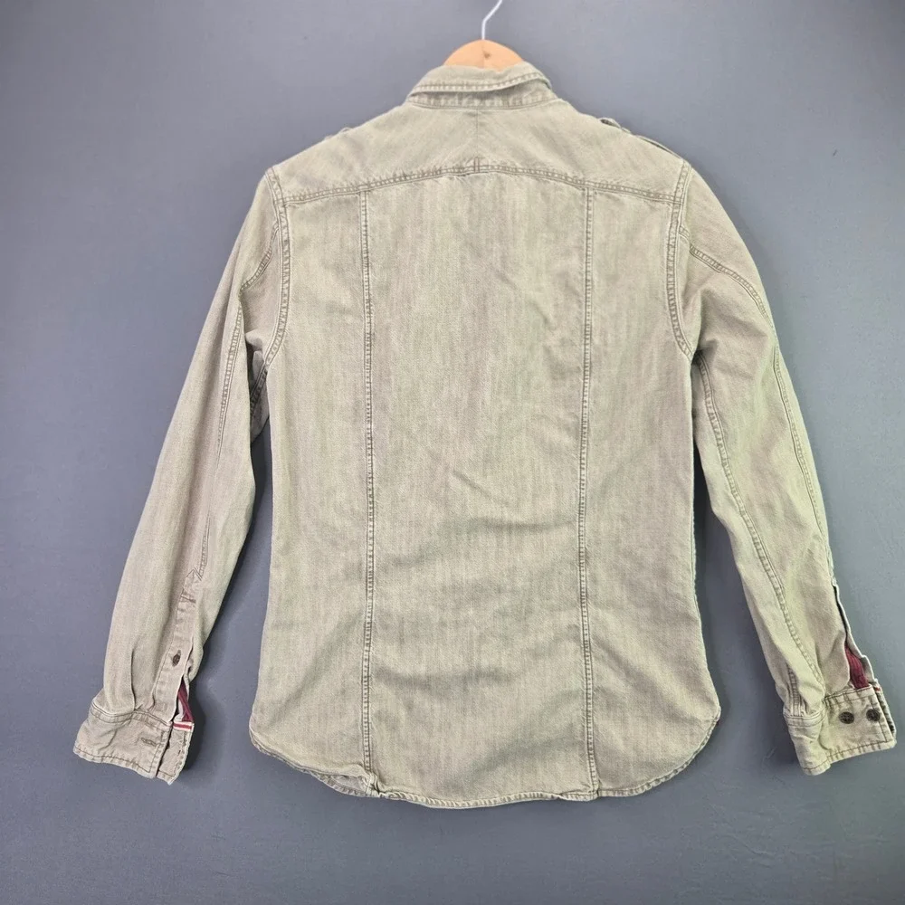 Banana Republic Heritage Collection Button Up Shirt Small Tan Military Grant Fit